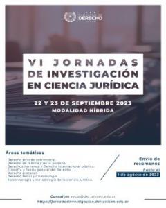 Se encuentra abierta la convocatoria para participar de las VI Jornadas de Investigación en Ciencia Jurídica de la Facultad de Derecho UNICEN